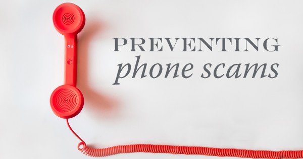 Red phone with headline "Preventing Phone Scams"