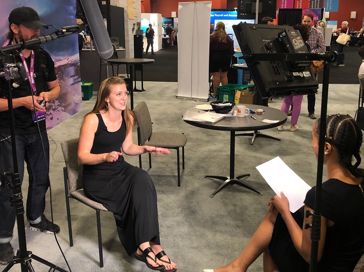 Hollina being interviewed at a recent finance conference