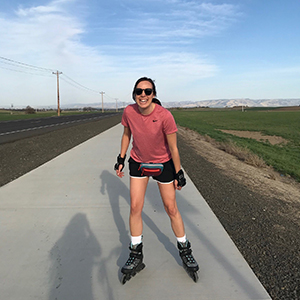 Ashley rollerblading