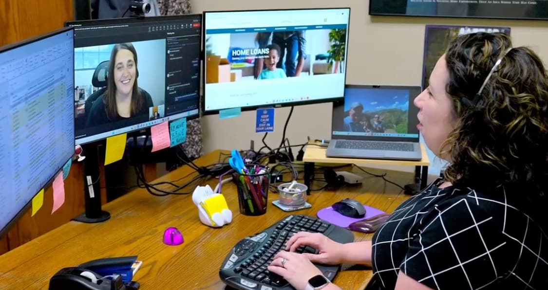 Cash management specialist meeting with client over zoom