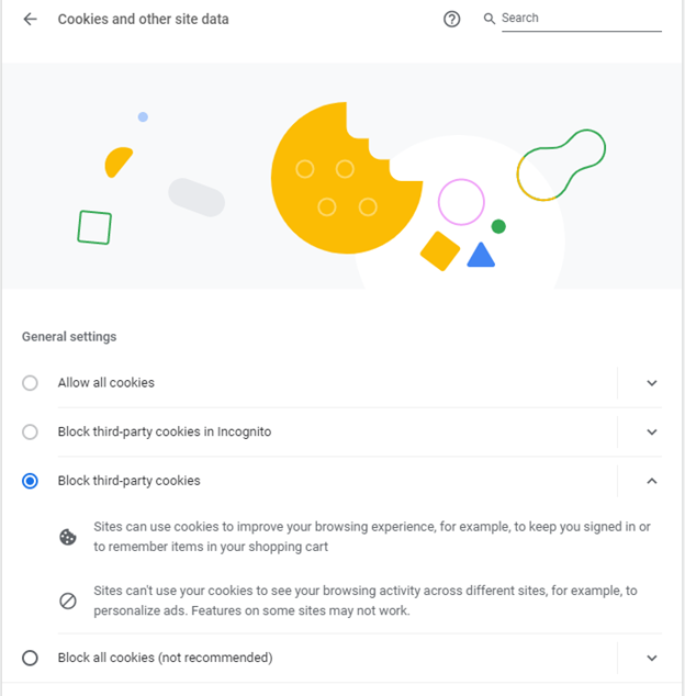 Cookies and other site data