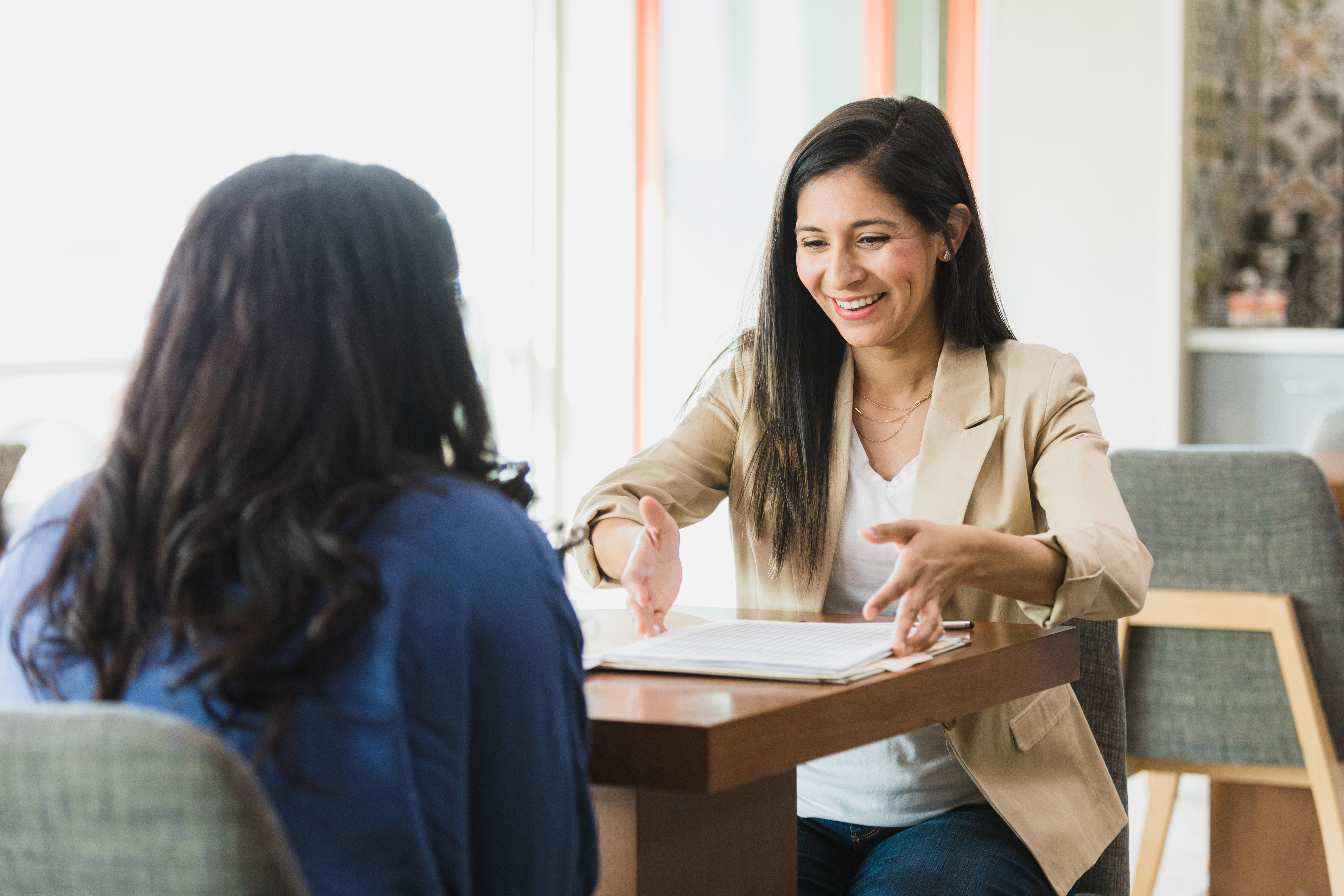 Two women meeting