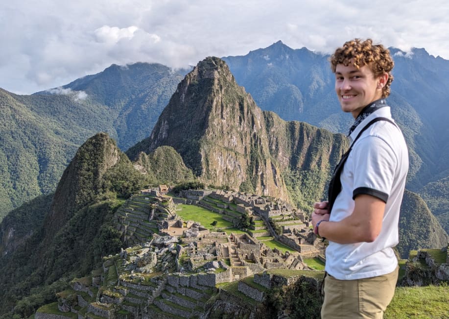 Basil hiking in the mountains in Peru