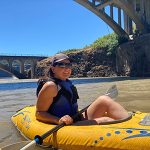 Karen on a kayak