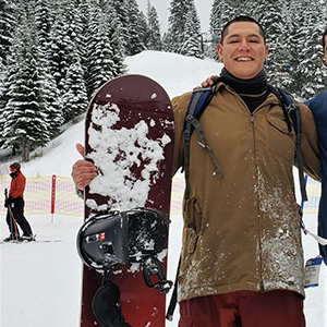 Marco with snowboard