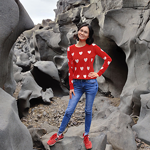 Ting standing on rocks