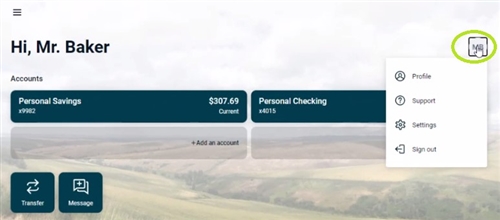 Profile button