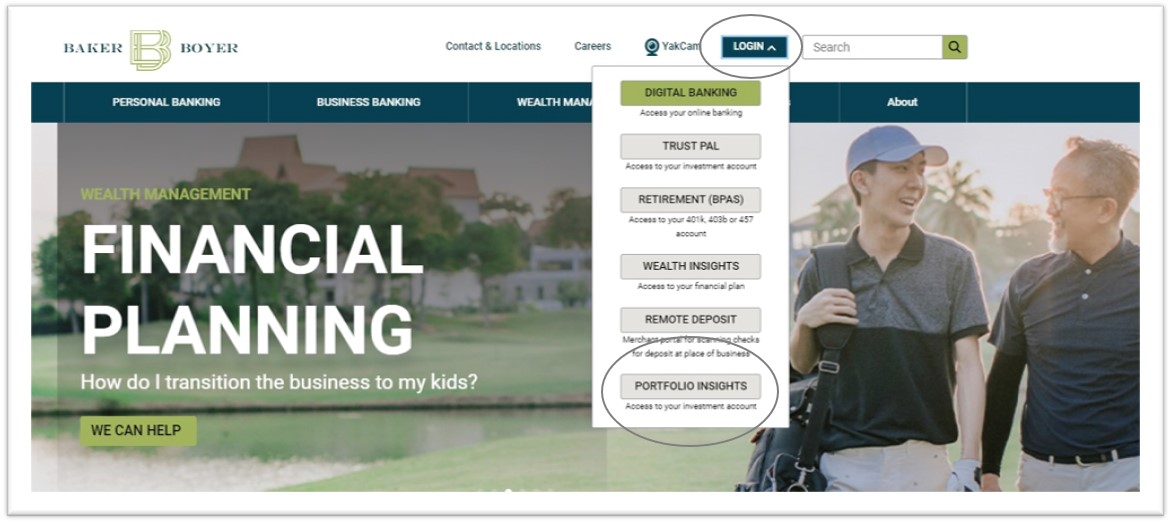 home page login screenshot