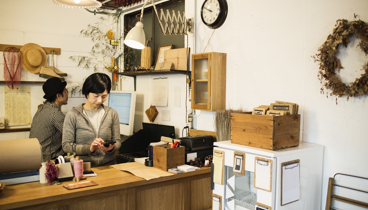 Business owners working in their shop